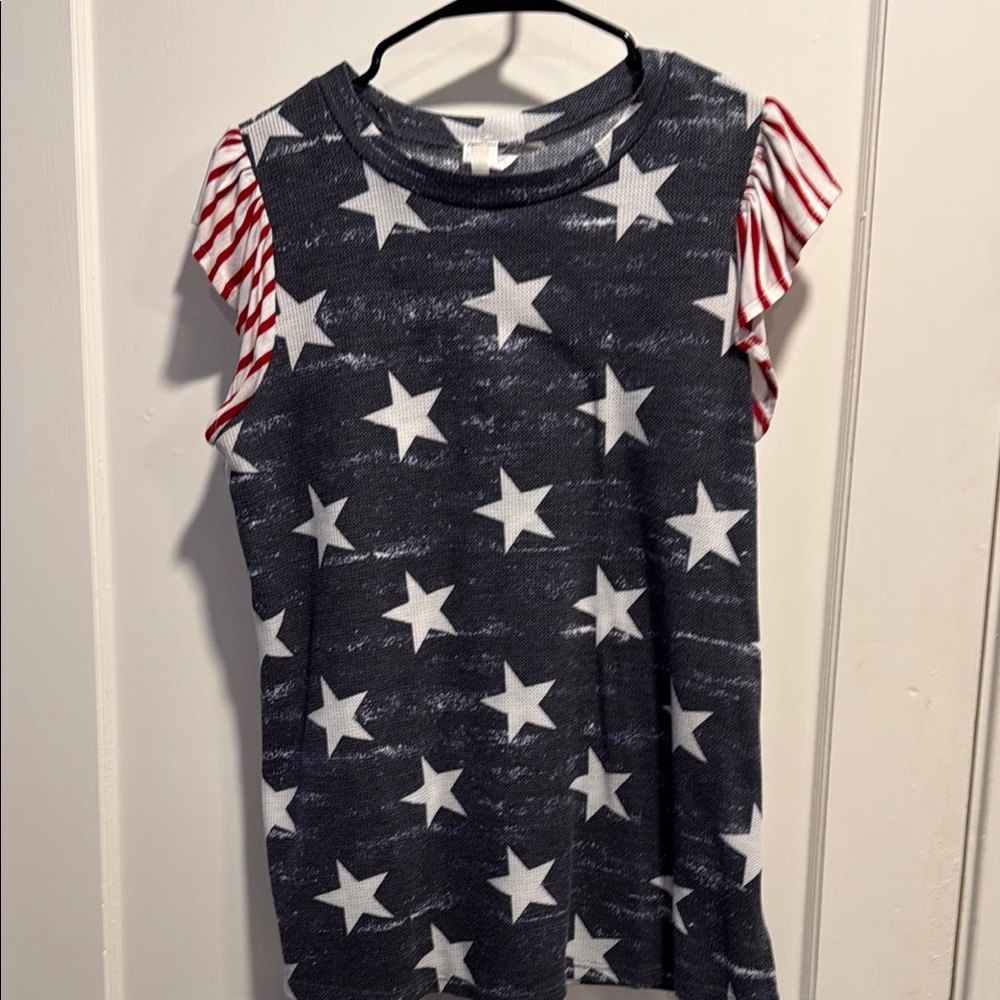 Star Patterned Navy and Red Shirt